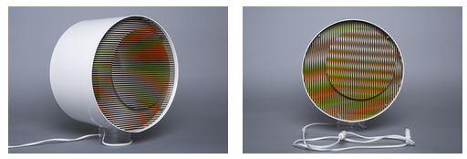 Reprodução da obra de Carlos Cruz-Diez, "Chromointerférence mécanique série C, Édition Denise René", de 1968.