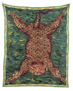 Reprodução da obra de Leda Catunda, Onça Pintada nº1, expoente da Geração 80.