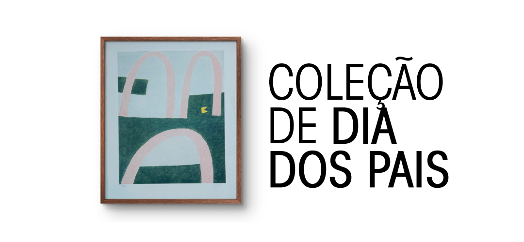 Gravura de Alfredo Volpi ao lado do texto: "Coleção de Dia dos Pais"